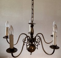 Auktion 368 / Los 16030 <br>Messing-Deckenkrone, 5- flammig