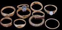 Auktion 368<br>10x div. Silberringe, tw. mit Steinen,  zusammen ca. 32,5 gr.