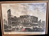 Auktion 368 / Los 5010 <br>DOMENICO MONTAGU (Italy, ?-1750) gr. Ansichtenstich, das Colosseum in Rom um 1770,BG ca. 40x54 cm,  ger/Glas,
