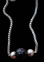 Auktion 368<br>Silber Collier-835-, mit schwarzer Kugel, 9 gr