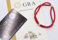 Auktion 368<br>Armband, 2 reihig, Koralle mit einem 1 ct Moissanit, anbei GRA-Zertifikat