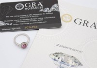 Auktion 368<br>versilberter Ring mit einem 1ct Moissanite , RG 54, anbei GRA-Zertifikat
