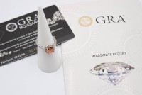 Auktion 368<br>versilberter Ring mit einem 2ct Moissanite , RG 51, anbei GRA-Zertifikat