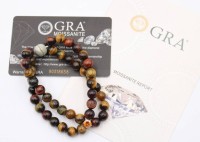 Auktion 368<br>2reihiges Tigeraugen-Armband mit einem 1ct Moissanite , ca. L-19cm, anbei GRA-Zertifikat