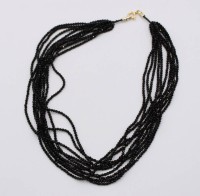 Auktion 368<br>Halskette, schwarze Steine, mehrreihig, ca. L-38cm
