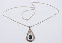 Auktion 368<br>gr. Anh&auml;nger mit Malachit an Kette, Silber, ca. L-70cm, Anh. 5,5cm, 13,7gr.