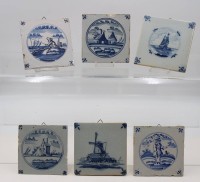 Auktion 368 / Los 9018 <br>6x antike Fliesen, Holland, je ca. 13 x 13cm