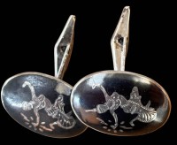 Auktion 368<br>Paar Manschetten-Kn&ouml;pfe, 925er Silber "Sterling" Siam, 14,8 gr.