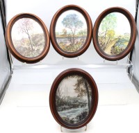 Auktion 368 / Los 4013 <br>4x Jahreszeiten-Aquarelle, signiert B.Zwick, je oval gerahmt, RG 28,5 x 22,5cm