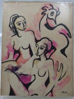 Auktion 368 / Los 4016 <br>Collaert o.&auml;., abstrakte Mischtechnik, ungerahmt, BG 39 x 30cm