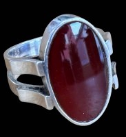Auktion 368<br>835er Silberring, wohl Carneol oder Aqeeq (Achat), RW 50-51, 7,6 gr
