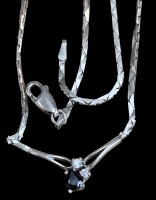 Auktion 368<br>Collier mit Safir , 925er Silber, L. 41cm,9,2 gr.