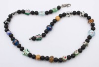 Auktion 368<br>Halskette, schwarze Steine und Glas, Murano?, ca. L-64cm