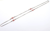 Auktion 368<br>925er Halskette mit  Rhodochrosit, zus. ca. 21,9gr., L-84cm