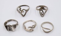 Auktion 368<br>5x Silber-Ringe, zus. 15,5gr., ca. RG 55 bis 64