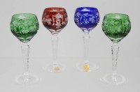 Auktion 368<br>4x Lik&ouml;r-R&ouml;mer, Buntglas, Nachtmann, beschliffen, ca. H-11,5cm