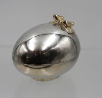 Auktion 368<br>eif&ouml;rmige Deckeldose, silberfarben, H-9cm