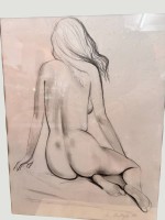 Auktion 368<br>Anatoly  MARCHUK  (1956) R&uuml;ckenakt der Anna POMYKALSKA  (Ukrainisches K&uuml;nstlerpaar), Zeichnung, ger/Glas, RG 51x41 cm, in 1990 Kunstaustellung beim Kunstverein Cuxhaven