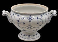 Auktion 368<br>gr. Suppenterrine "Rauenstein" um 1890, Strohblume, Gebrauchsspuren, H-16 cm, D-18 cm