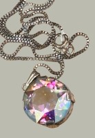 Auktion 368<br>Silberkette-835- mit Anh&auml;nger, Rheinkiesel, zus. 14,2 gr.