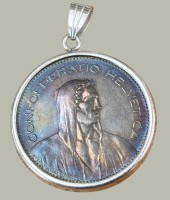 Auktion 368<br>M&uuml;nzanh&auml;nger 5 Franken 1968, Schweiz, Krampenfassung, 23,4 gr