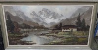 Auktion 368 / Los 4034 <br>Winter "Alpenpanorama" &Ouml;l/Leinen, gerahmt, RG 74x133 cm (Sperrgut-Versand)