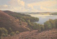 Auktion 368 / Los 4040 <br>Viggo JESPERSEN (1893-?) Landschaftsdarstellung, &Ouml;l/Leinwand, 1x kl. Loch, gerahmt, RG 84 x 114cm.  Sperrgutversand (plus 28 &euro;)