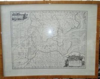 Auktion 368<br>Oldenburg Comitatus-Landkarte-Nachdruck, ger/Glas, RG 49x63 cm