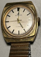 Auktion 368<br>mechan Armbanduhr "Dugena" Classic, Zugband, Werk l&auml;uft, ca. D-3,5cm, Tragespuren