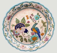 Auktion 368<br>handgemalter Kunstkeramikteller, signiert, wohl Zypern?, D-30 cm