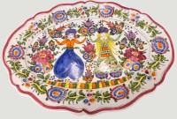 Auktion 368<br>handgemalte Kunstkeramikplatte,  signiert, wohl  Griechenland, 39x27 cm