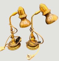 Auktion 368<br>Paar Tischlampen, Bronze/Messing, alte Stoffschnur, H-ca.38 cm