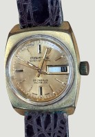 Auktion 368<br>mechan. DAU "Mirexal" Superautomatic, 25 Jewels, Werk l&auml;uft, Tragespuren, Lederband