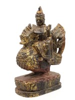 Auktion 368<br>Hintha-Holzfigur aus Birma, unter Goldfarbe, &auml;lter, ca. H-19cm B-12cm
