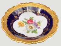 Auktion 368<br>Prunkschale  "Lindner" &Auml;tzgolddekor auf Kobaltrand, Handarbeit, D-27 cm