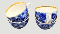 Auktion 368<br>4x  Kaffeetassen "Lomonossov" Kobalt mit Gold
