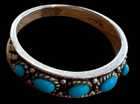 Auktion 369 / Los 1014 <br>Silberring-925- mit 5 blauen Steinen, RG 56, 2 gr