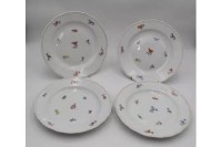 Auktion 369 / Los 8042 <br>4x flache Teller, Meissen, Schwertermarke, Streubl&uuml;mchen, 1. Wahl, je D-25,5cm.