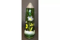 Auktion 369 / Los 10010 <br>hoher Glaskrug, gr&uuml;n mit Emailmalerei, Zinndeckel,   ca. 1,5 Liter, H-35 cm