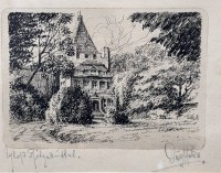 Auktion 369 / Los 5010 <br>Paul D&Uuml;YFFCKE (1847-1910), "Schloss Ritzeb&uuml;ttel" Cuxhaven, orig. Radierung, ger/Glas, RG 18x24 cm