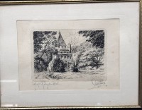 Auktion 369<br>Paul D&Uuml;YFFCKE (1847-1910), "D&ouml;ser M&uuml;hle Cuxhaven, orig. Radierung, ger/Glas, RG 18x24 cm