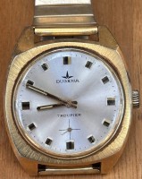 Auktion 369 / Los 2033 <br>mechan.  HAU "Dugena Troupier" Handaufzug, Doublee Geh&auml;use und Band, Werk l&auml;uft