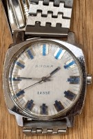 Auktion 369<br>mechan. HAU "Bifora" Lasso mit Stahlband, Tragespuren, Werk l&auml;uft