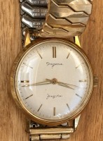 Auktion 369<br>mechan. HAU "Dugena" Youngster, Handaufzug, Werk l&auml;uft, Double mit Zugband, Glas mit Kratzer