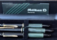 Auktion 369<br>3x Pelikan-F&uuml;ller mit Goldfedern-585- in Kasten