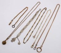 Auktion 369<br>5x alte Uhrenketten, meist Doubl&eacute;, anbei filigranes Silber-Armband (10,4gr.)