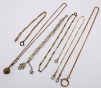 Auktion 369<br>5x alte Uhrenketten, meist Doubl&eacute;, anbei filigranes Silber-Armband (10,4gr.)