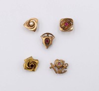 Auktion 369<br>5x antike, Kettenschieber, goldfarben, Steinbesatz