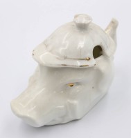 Auktion 369<br>Senftopf, fig&uuml;rlich, Goldzier berieben, &auml;lter, ca. H-7cm