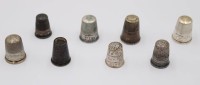Auktion 369<br>8x div. Fingerh&uuml;te, &auml;lter, Silber (gepr), zus. ca. 26,4gr., teilw. Altersspuren